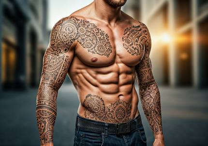 Male arm tattoos