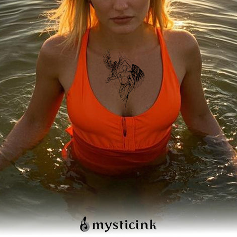 Eclipsed Grace Temporary Tattoo – Herbal Ink, Waterproof, 15 Days