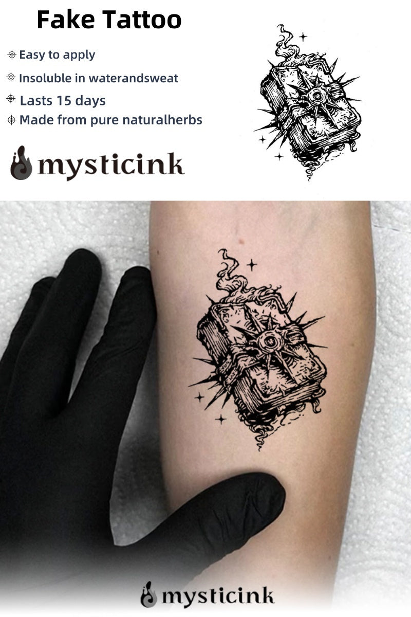 The Forbidden Tome The Forbidden Tome Tattoo – Mystical Temporary Tattoo for Protection