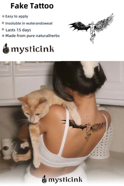 Fallen Grace Temporary Tattoo 🪽🕸 Fallen Grace Temporary Tattoo – Herbal Ink, Waterproof, 15 Days