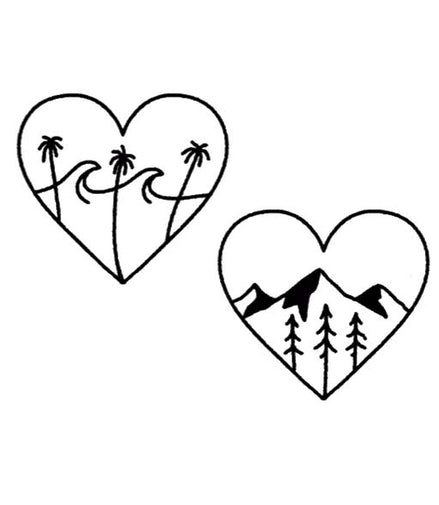 Wanderlust Hearts Temporary Tattoo 🌊🏔️❤️Wanderlust Hearts Temporary Tattoo – Herbal Ink, Waterproof, 15 Days