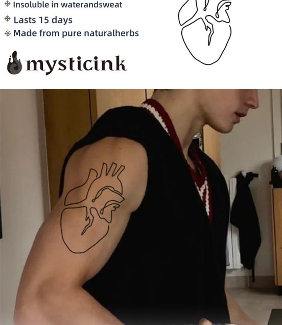 Heartbeat Whisper Heartbeat Whisper Temporary Tattoo – Minimalist Heart Line Design for Luck