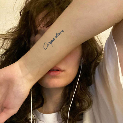 "Carpe Diem Inspirational Herbal Tattoo Sticker"