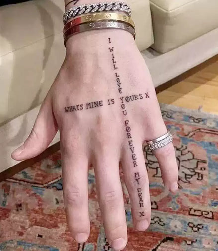 English Script Hand Temp Tattoo