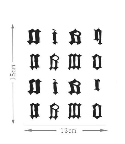 Blackletter Finger Temporary Tattoo Set
