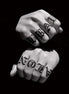 Old English Knuckle Temp Tattoo