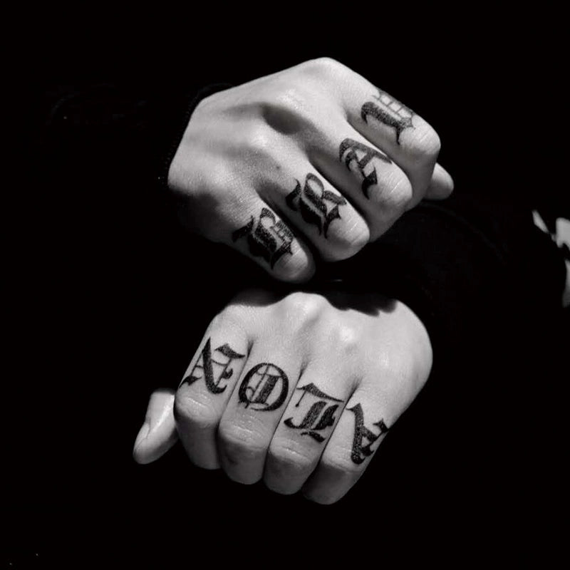 Old English Knuckle Temp Tattoo