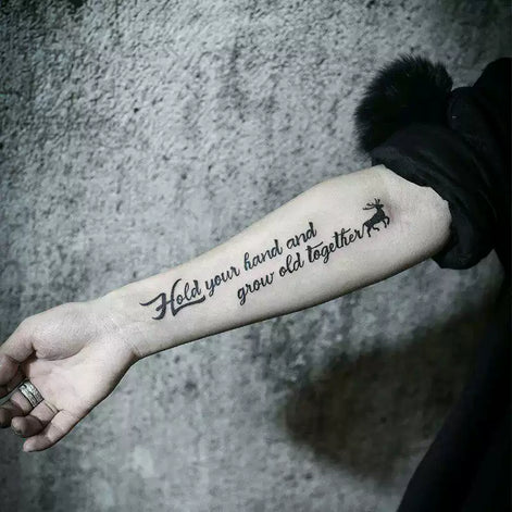 Grow Old Script Temp Tattoo