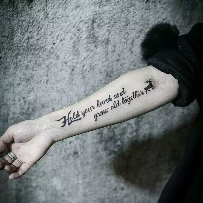 Grow Old Script Temp Tattoo