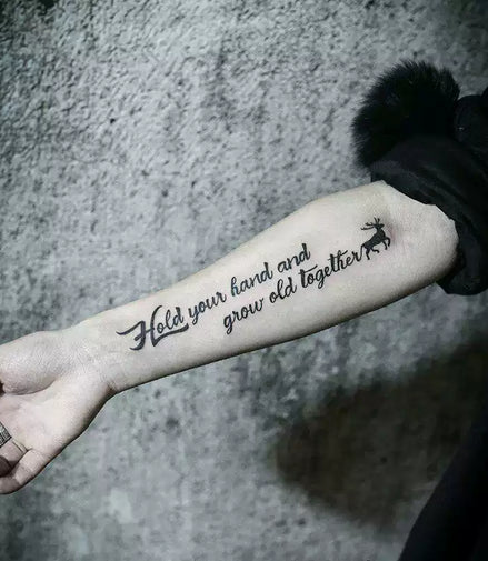 Grow Old Script Temp Tattoo
