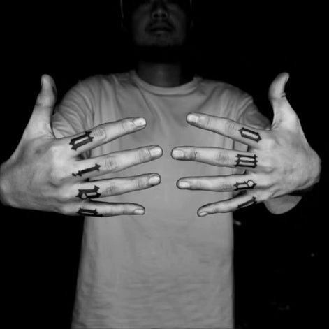 Blackletter Finger Temporary Tattoo Set