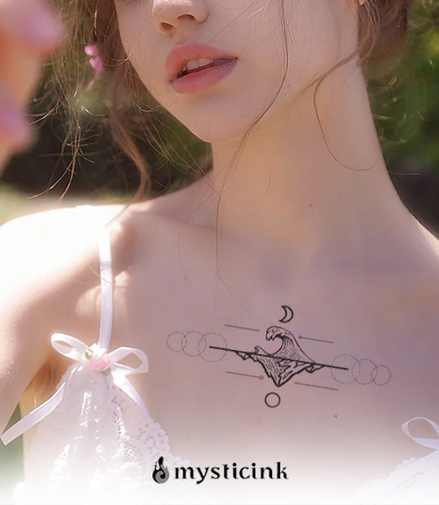 Lunar Tides Temporary Tattoo 🌙🌊Lunar Tides Temporary Tattoo – Herbal Ink, Waterproof, 15 Days